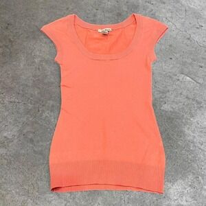 y2k forever 21 coral orange knit cap sleeve top small